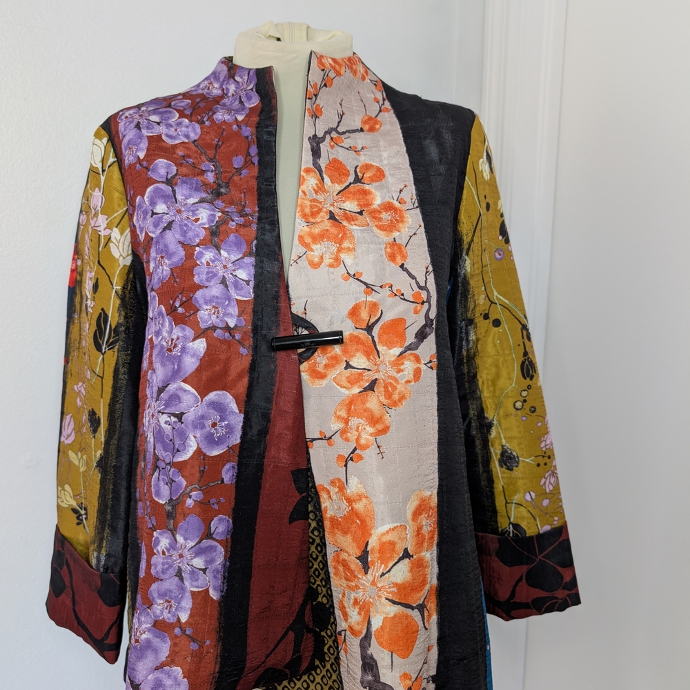 IC COLLECTION Floral Kimono with Purple and Orange